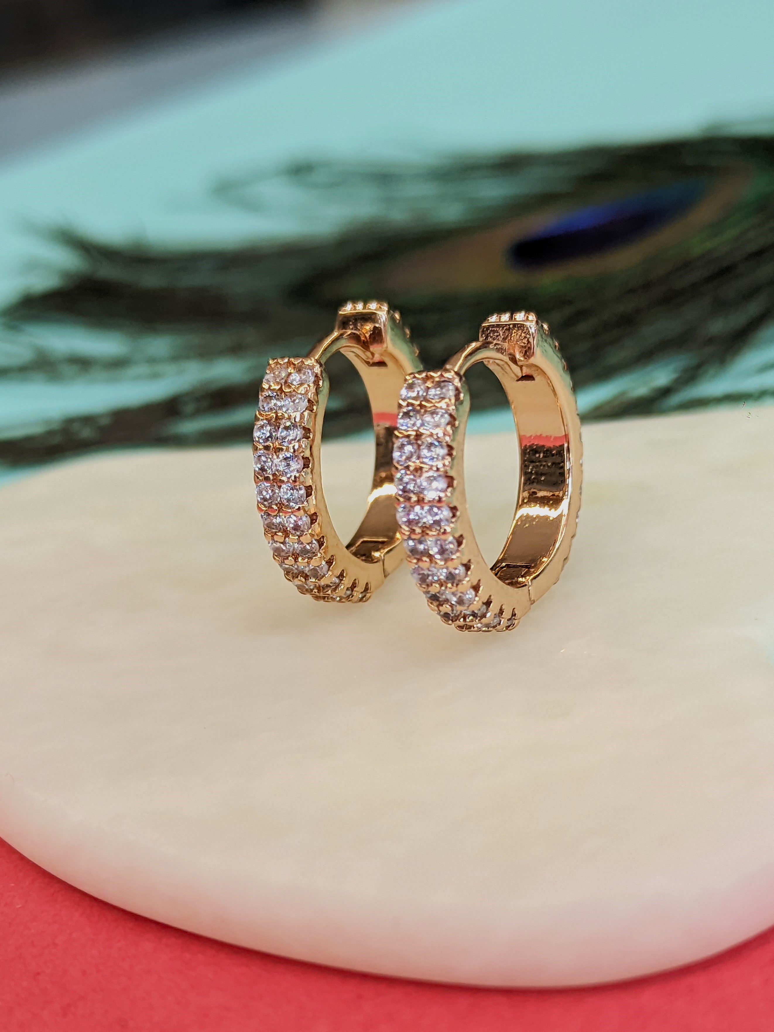 Shimmering HOOP CZ BALI EARRING