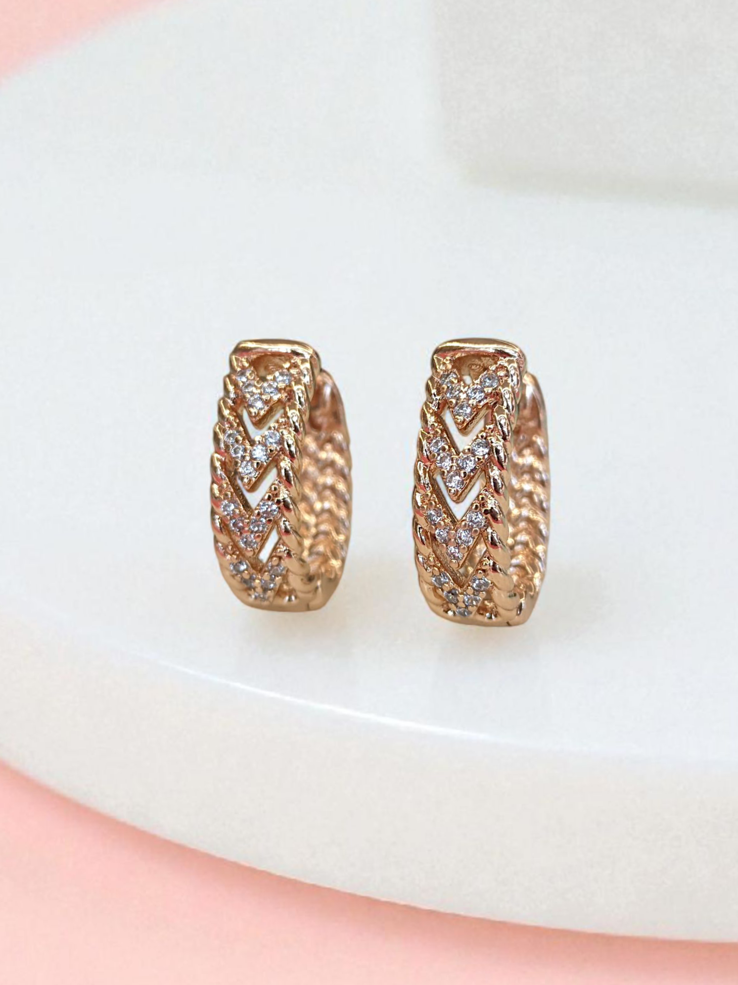 Gleaming CZ Stud Hoop Earrings