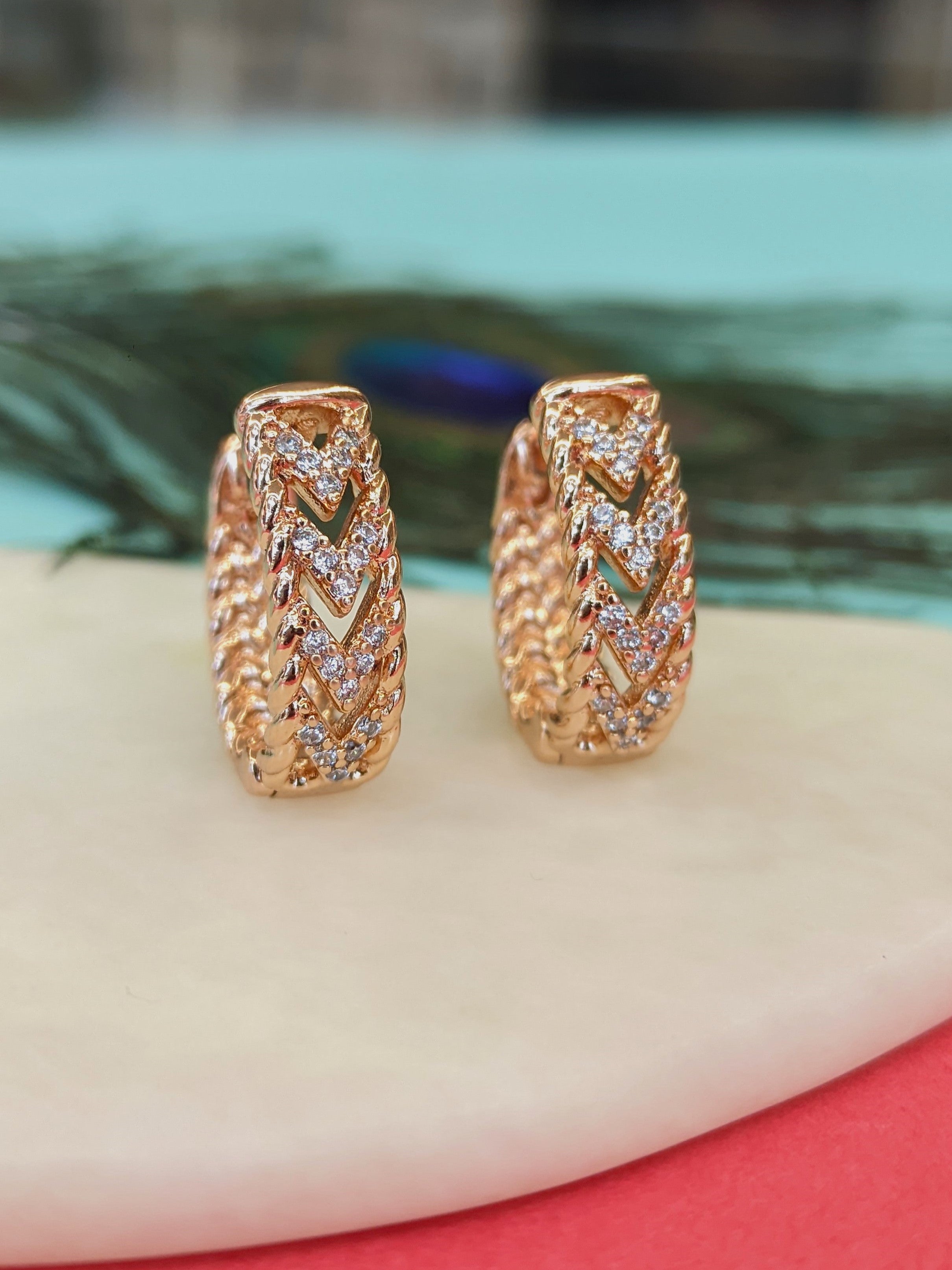 Gleaming CZ Stud Hoop Earrings