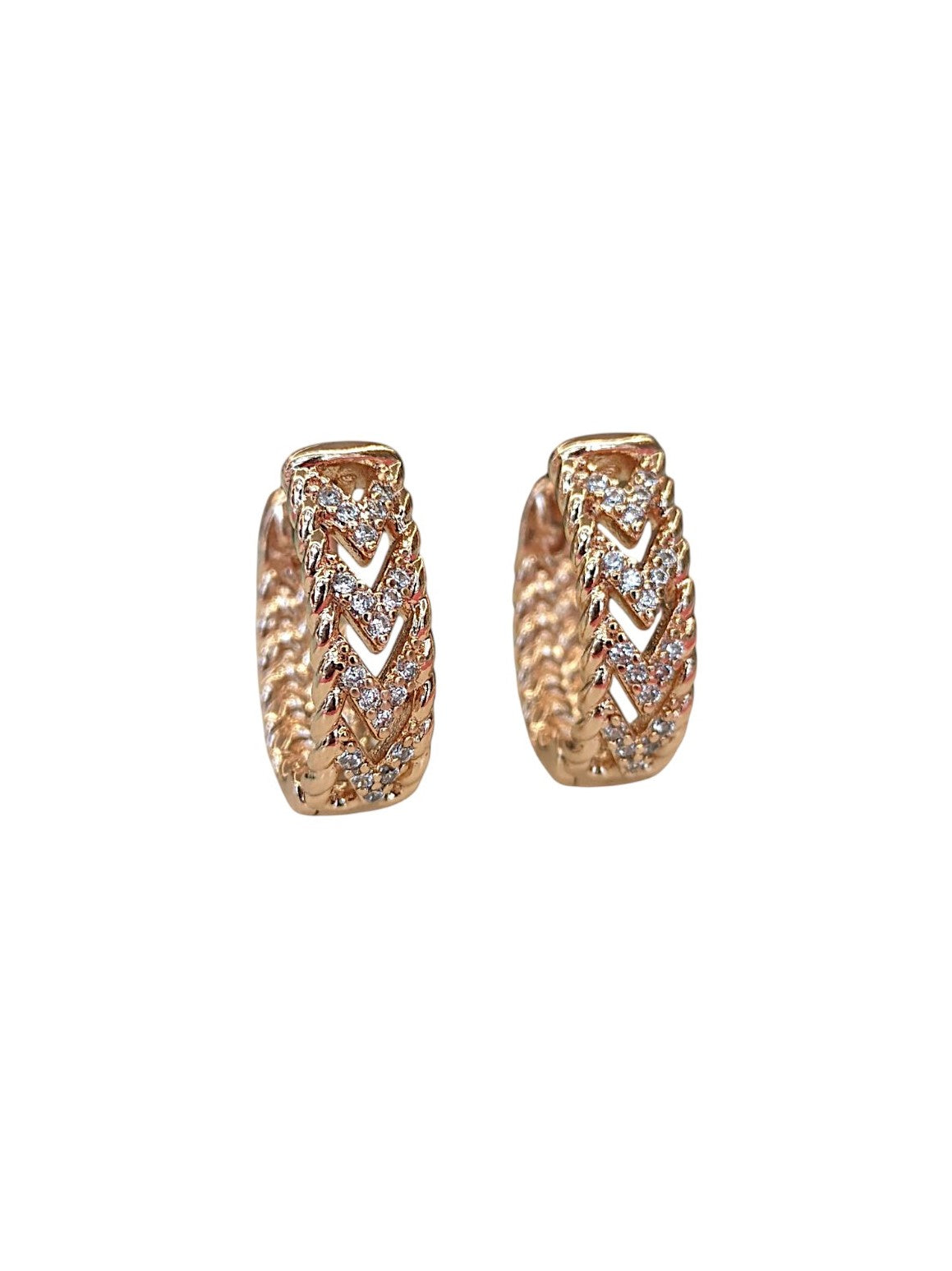 Gleaming CZ Stud Hoop Earrings