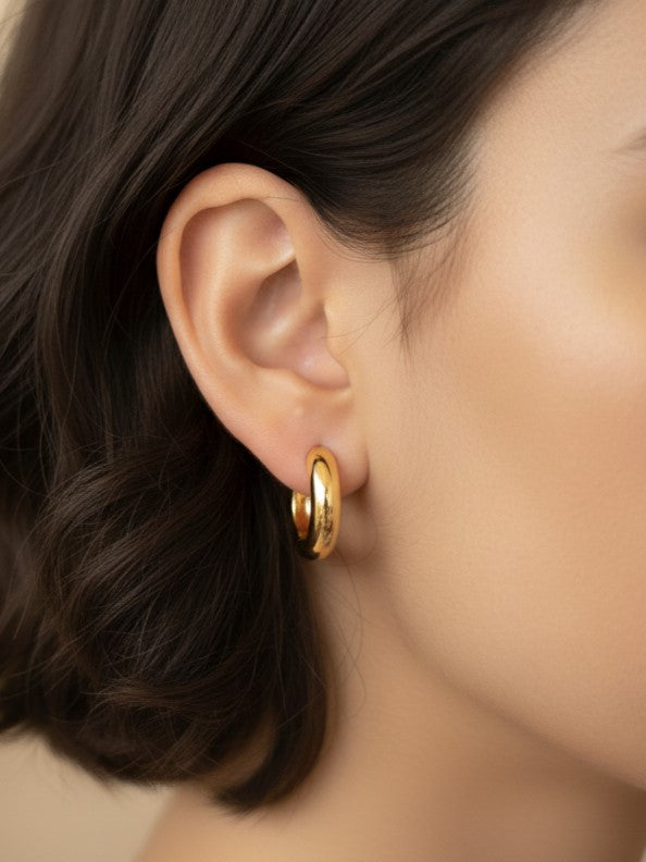 SAAZ 18K GOLDEN PLAIN HOOP