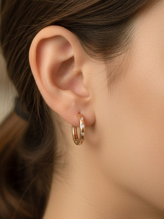 SAAZ Blush Bloom Diamond Hoop Earrings