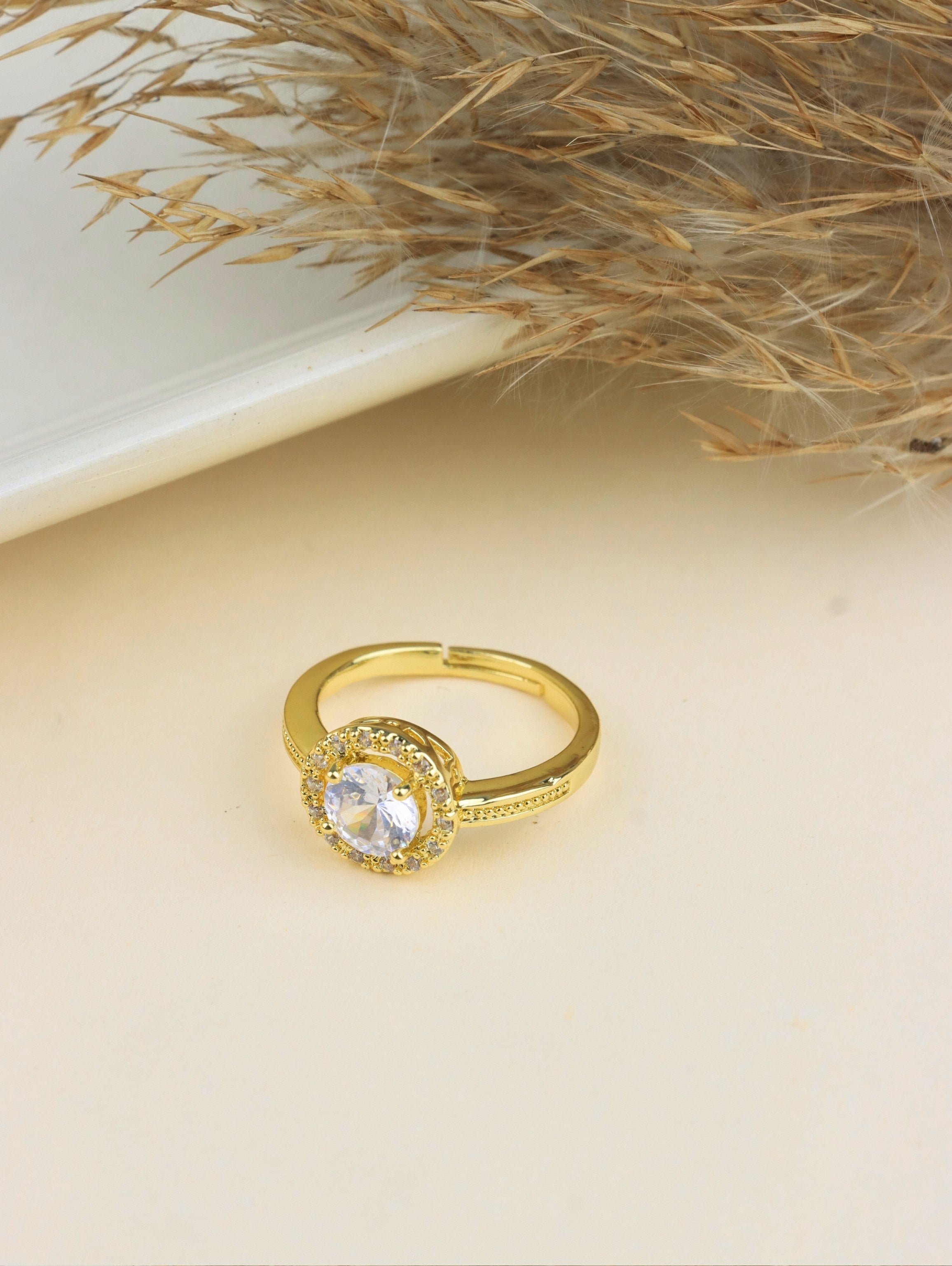 SAAZ GOLD PLATED CUBIC ZIRCONIA ROUND STUDDED DIAMON