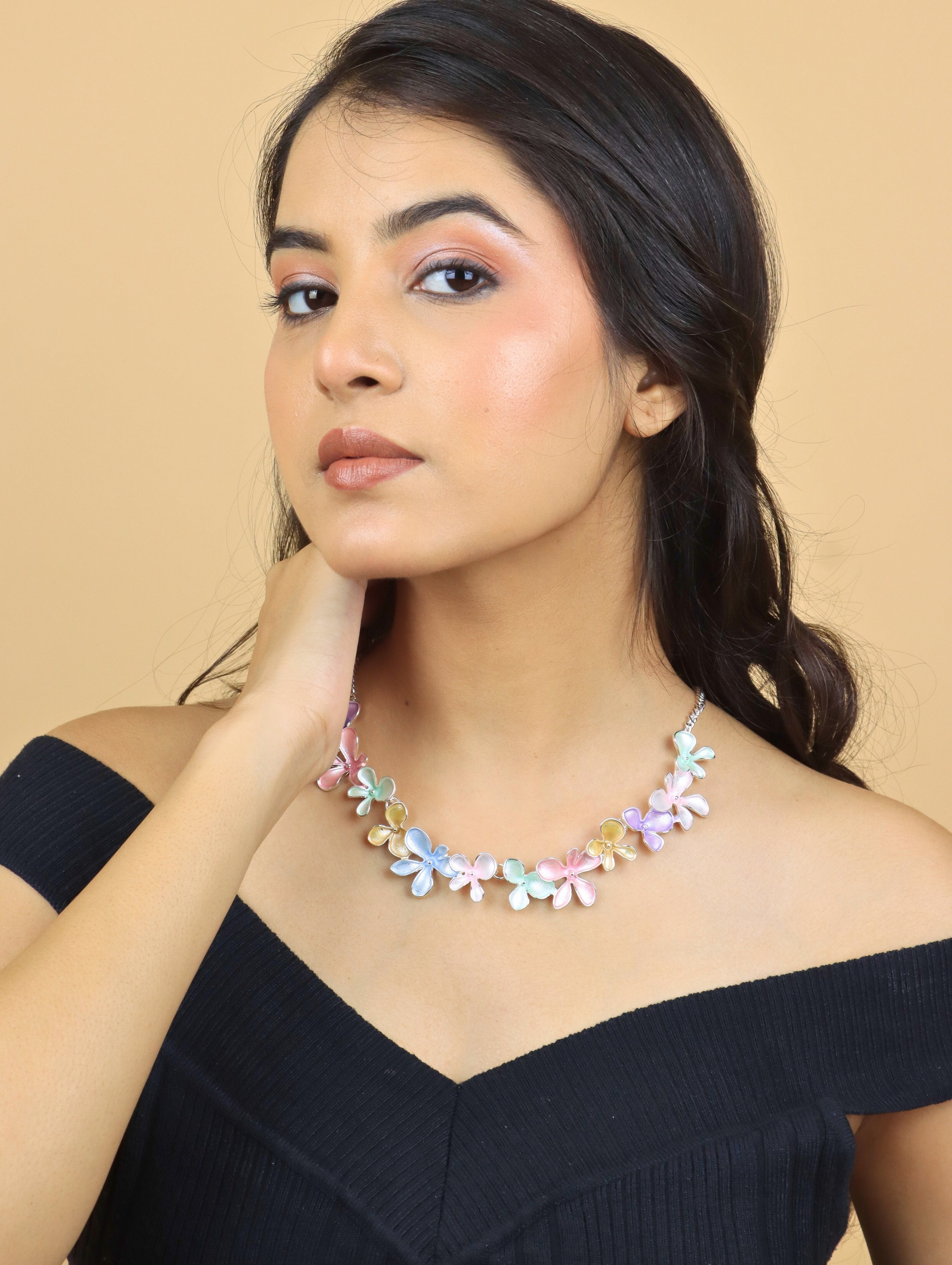 Saaz Westlook Pastel Multi Color Flora Necklace