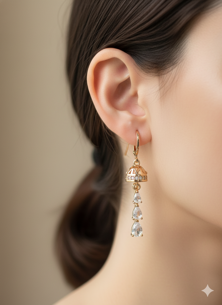 Diamond long chandelier earrings