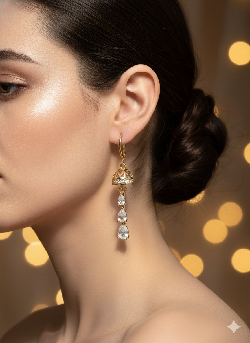 Diamond long chandelier earrings