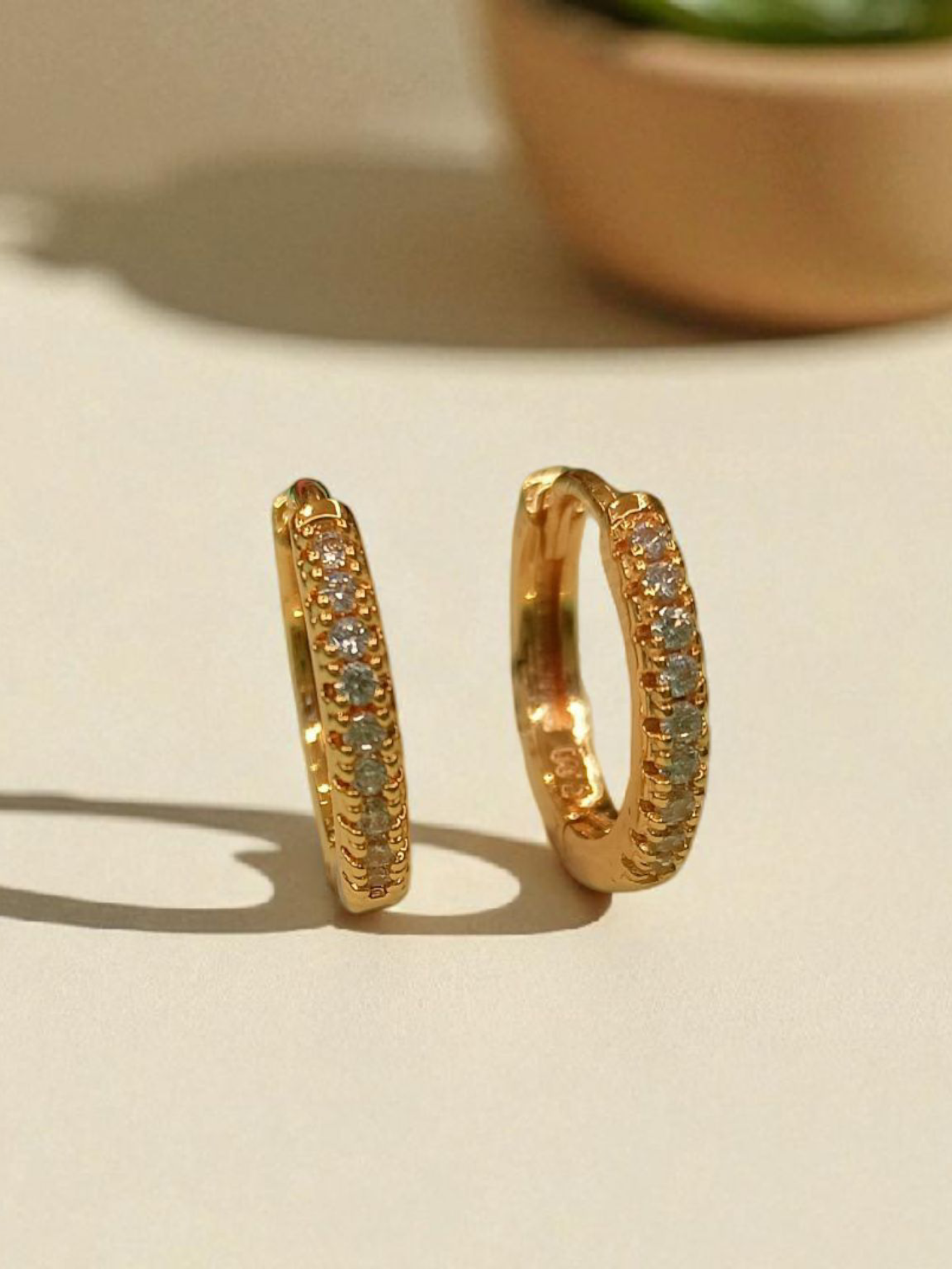 Gleaming Diamond Hoop Earrings