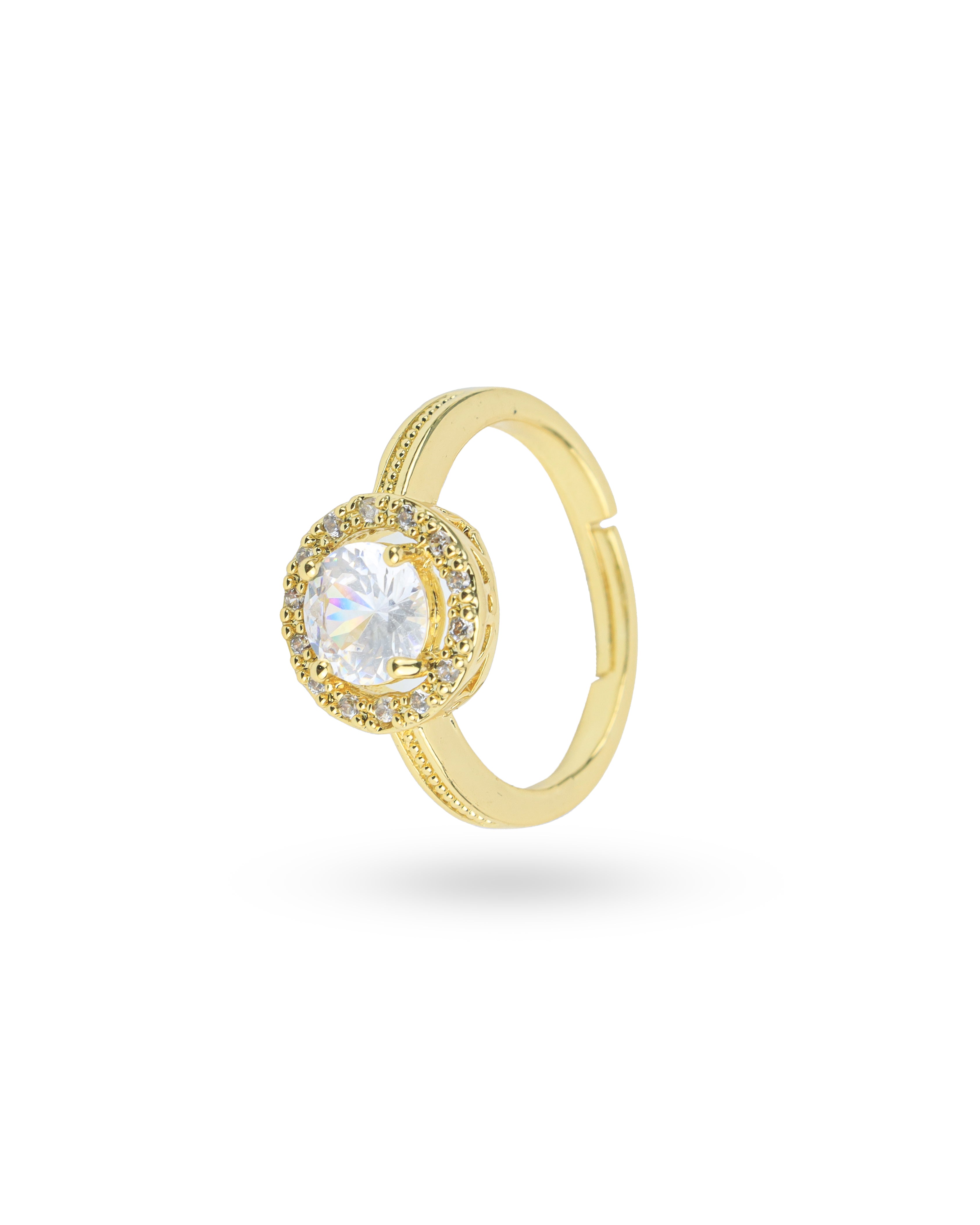 SAAZ GOLD PLATED CUBIC ZIRCONIA ROUND STUDDED DIAMON