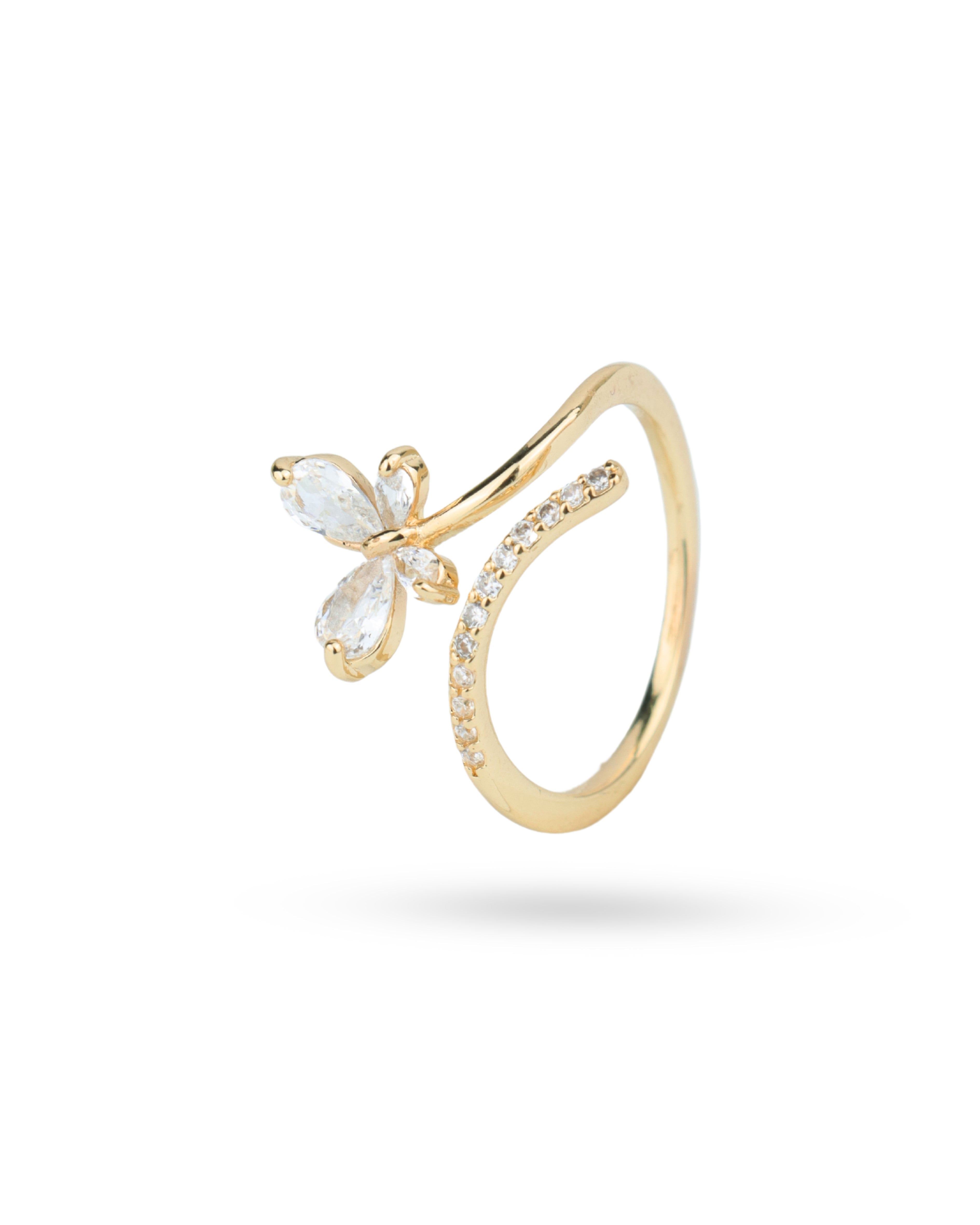 SAAZ GOLD PLATED AD STUDDED ADJUSTMENT RING
