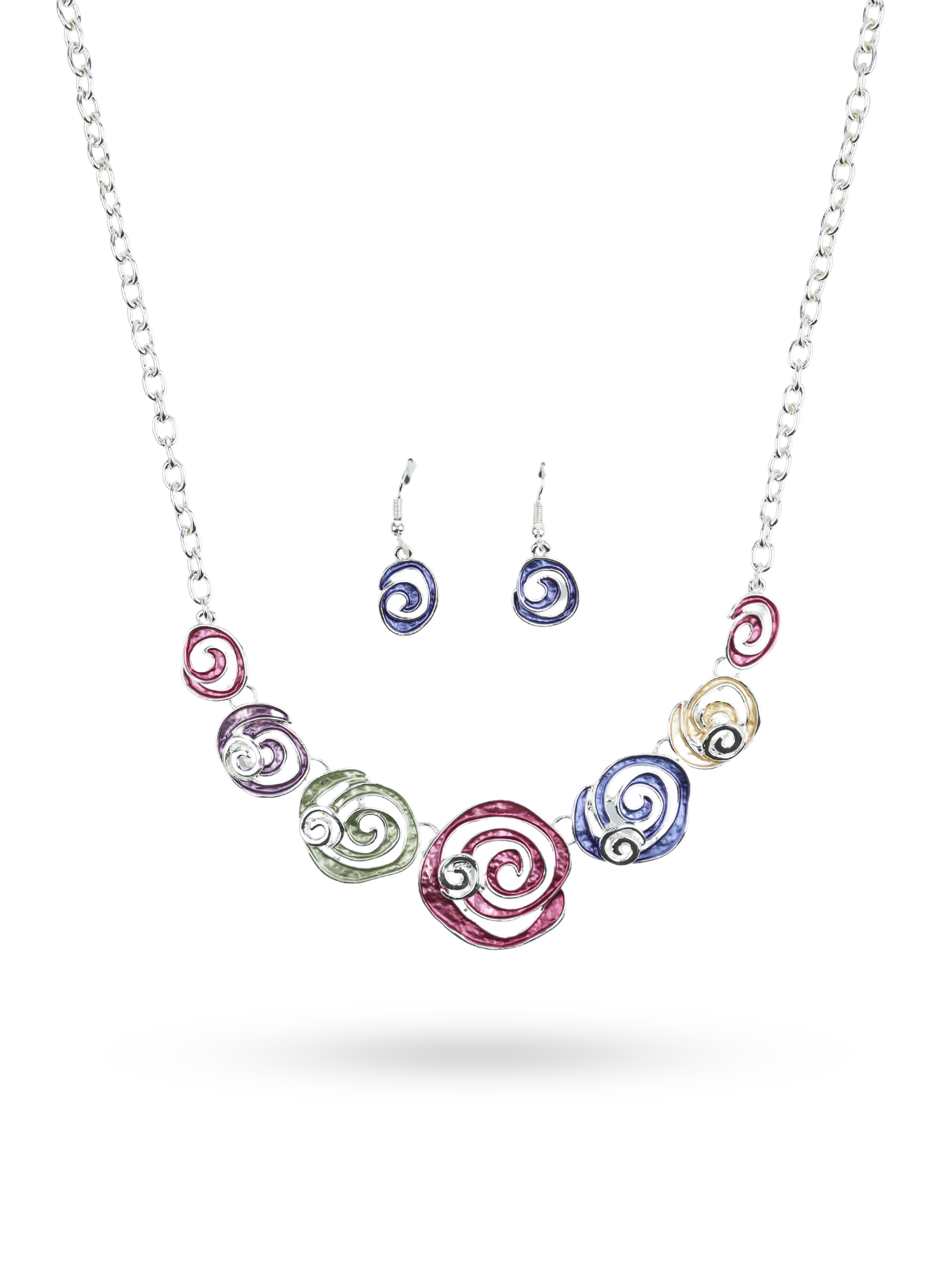 Westlook Multi Color Flora Necklace With Earring