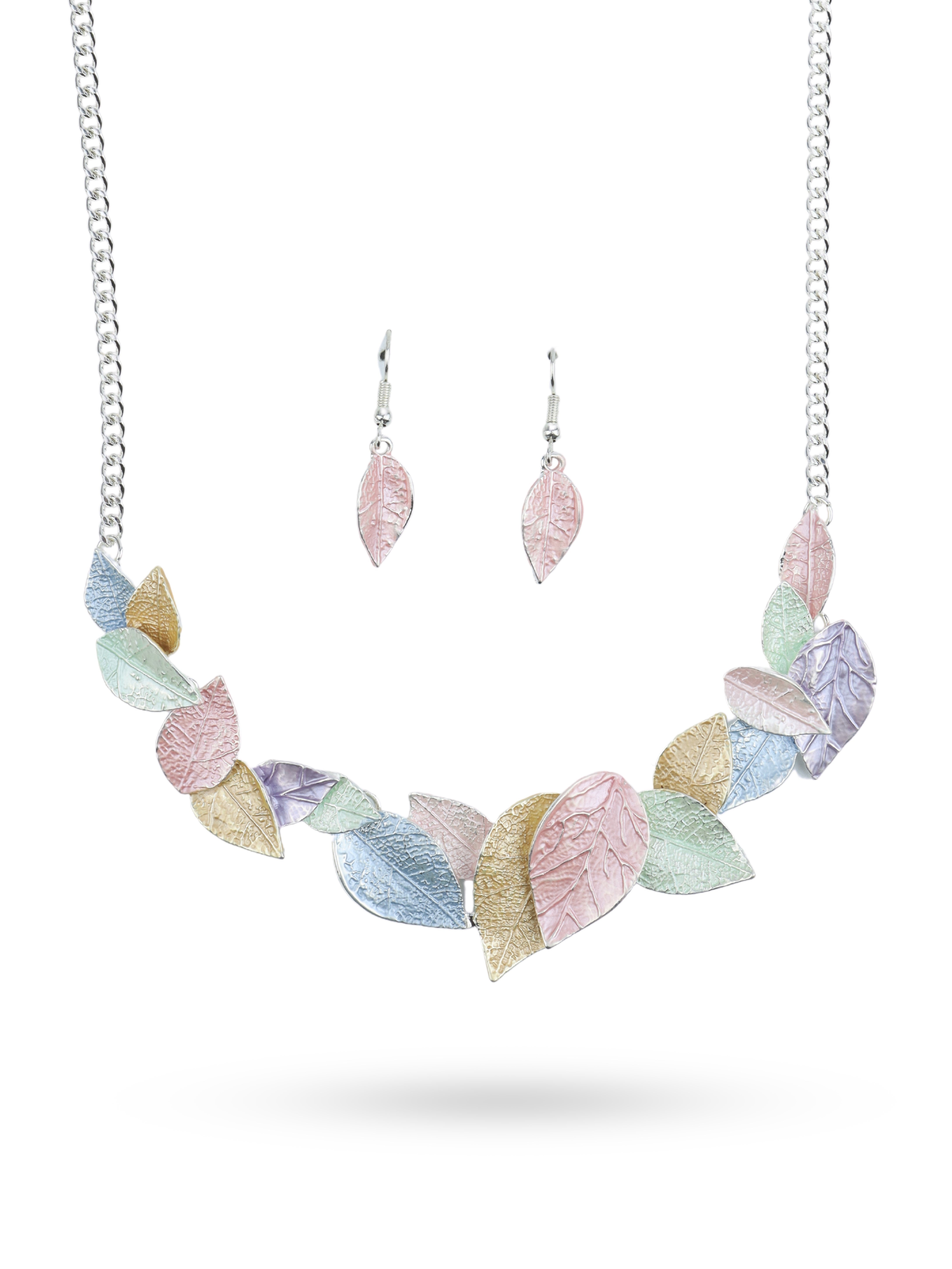 Saaz Westlook Pastel Multi Color Flora Necklace With Earring
