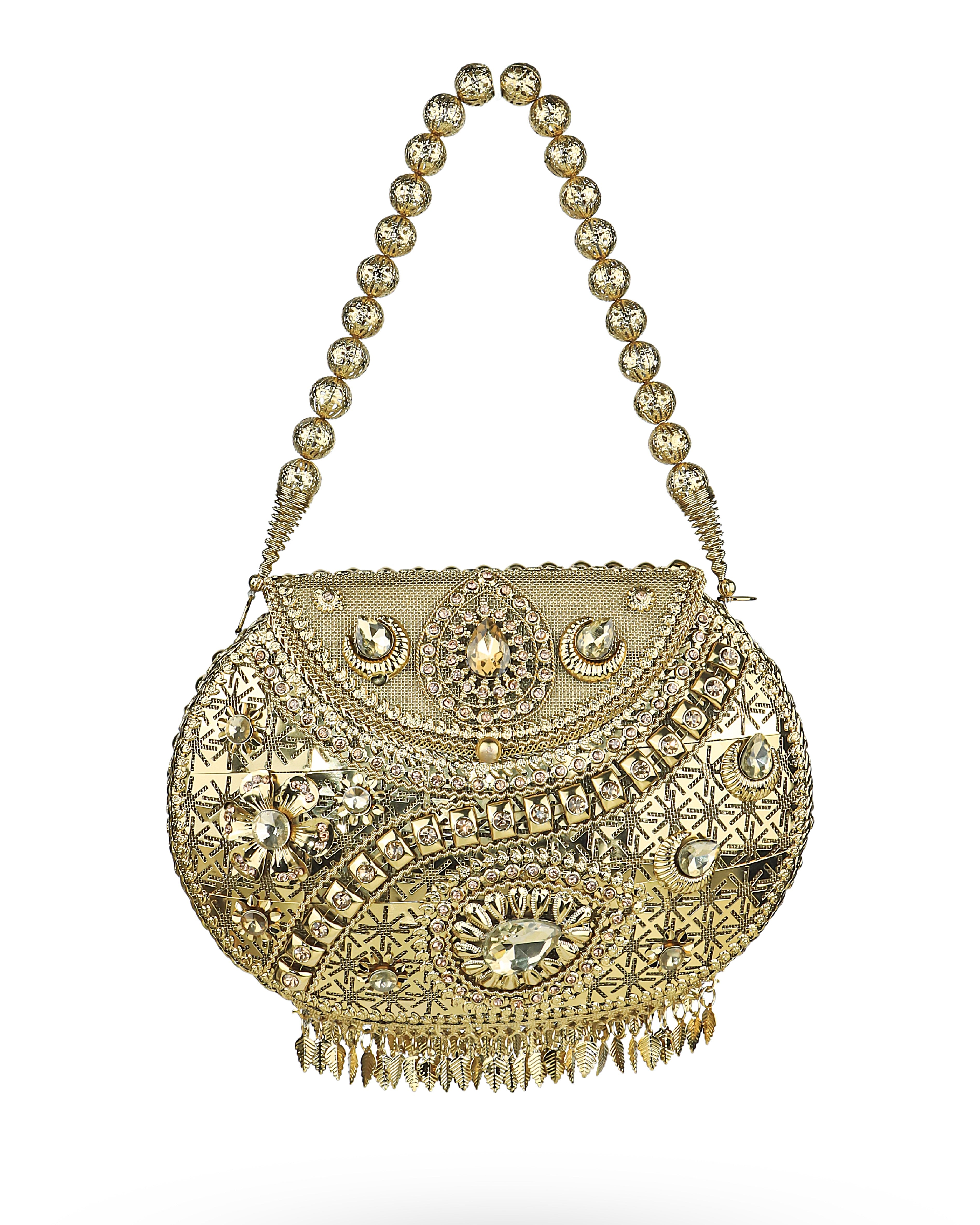 Saaz Metal Handbag With Handwork