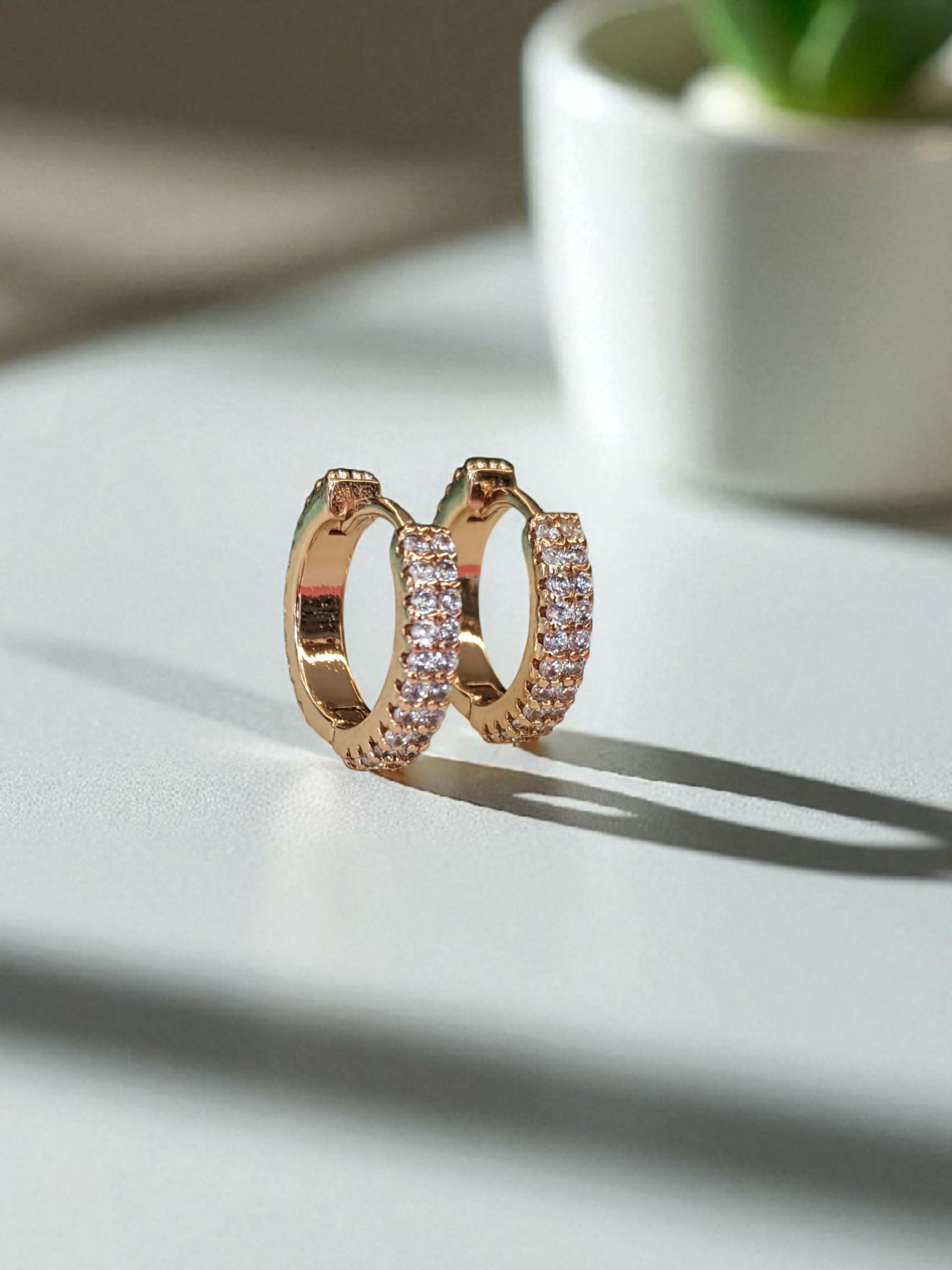 Shimmering HOOP CZ BALI EARRING