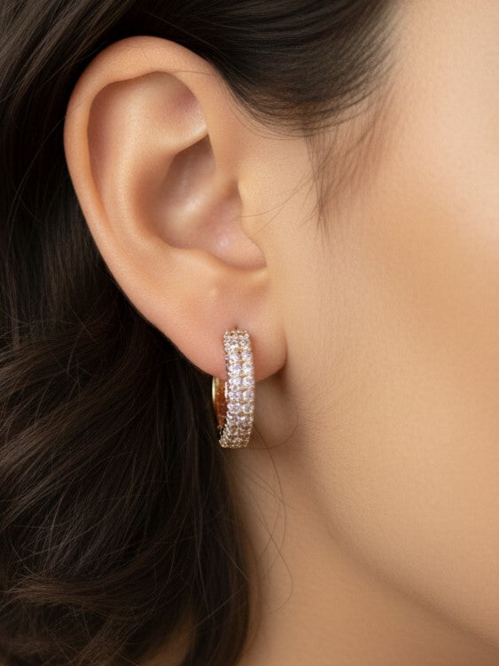 Shimmering HOOP CZ BALI EARRING