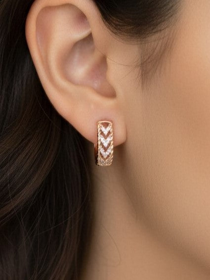 Gleaming CZ Stud Hoop Earrings
