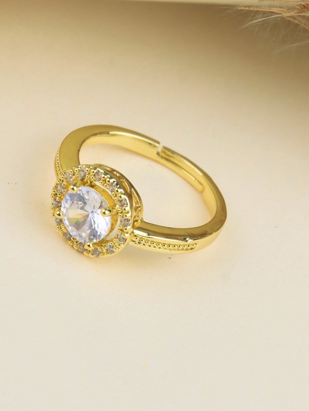 SAAZ GOLD PLATED CUBIC ZIRCONIA ROUND STUDDED DIAMON