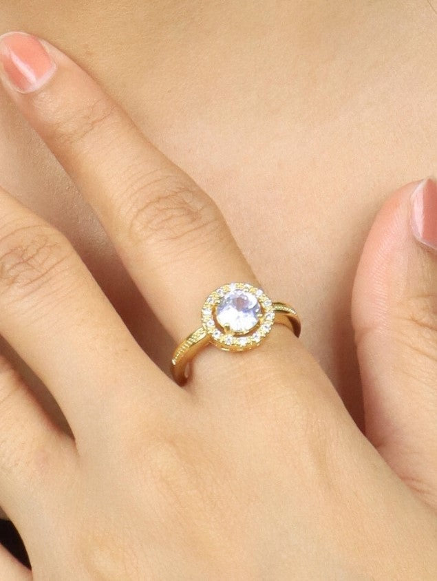 SAAZ GOLD PLATED CUBIC ZIRCONIA ROUND STUDDED DIAMON