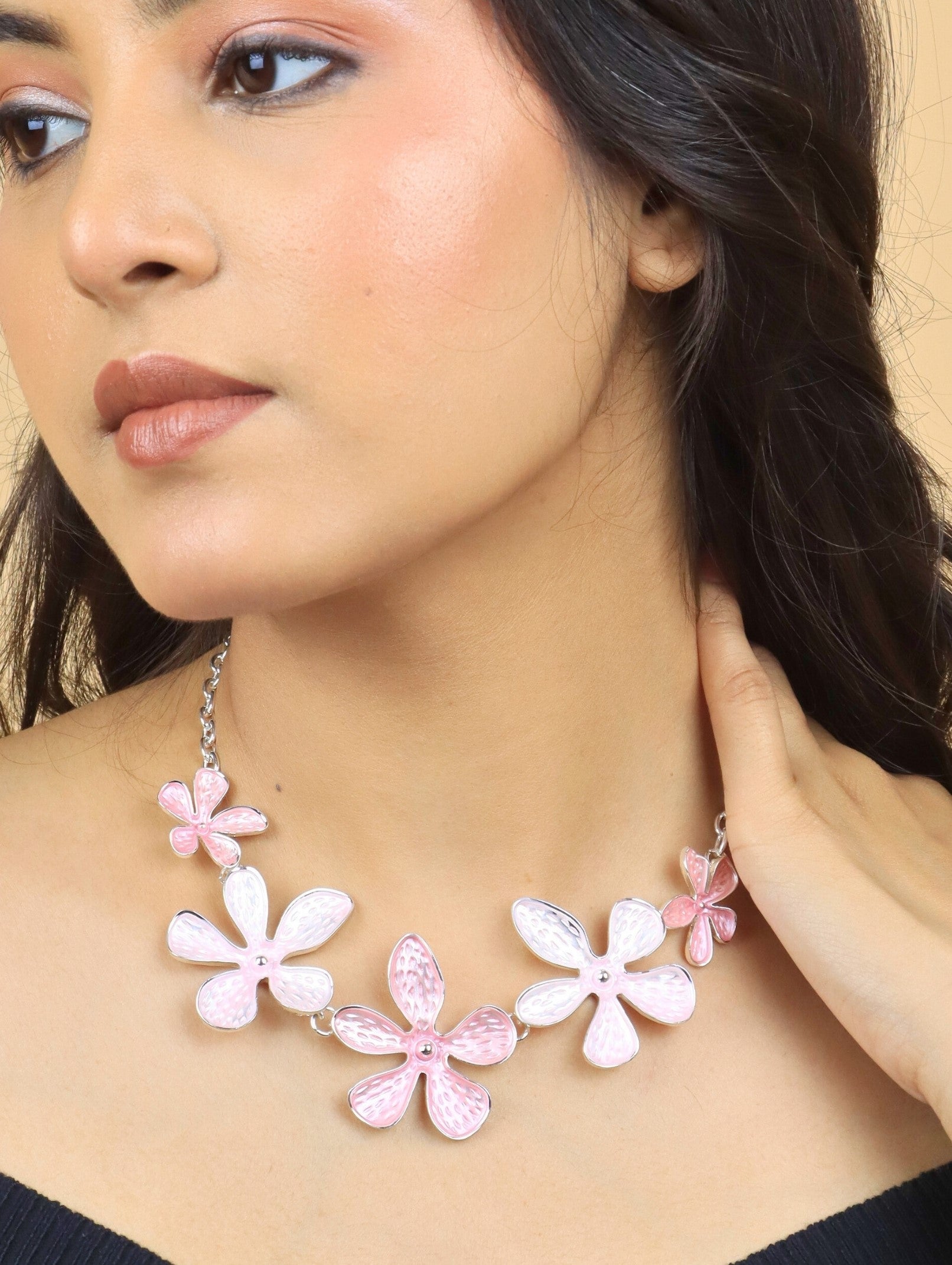 Westlook Pastel Pink Color Flora  Necklace