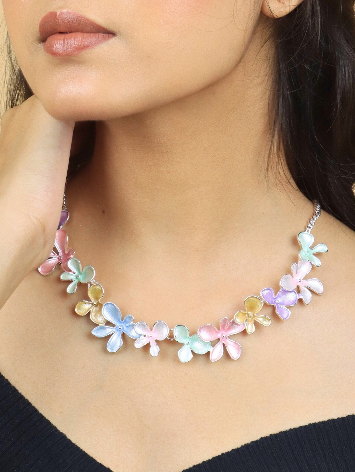Saaz Westlook Pastel Multi Color Flora  Necklace