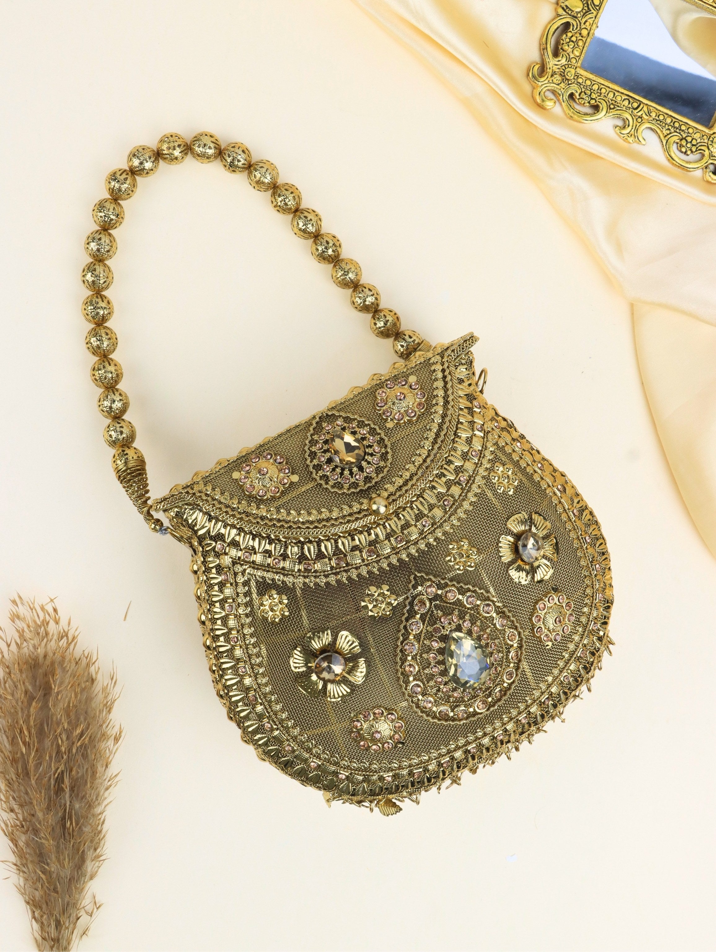 Anitque Golden Metal  beautifully Handbag