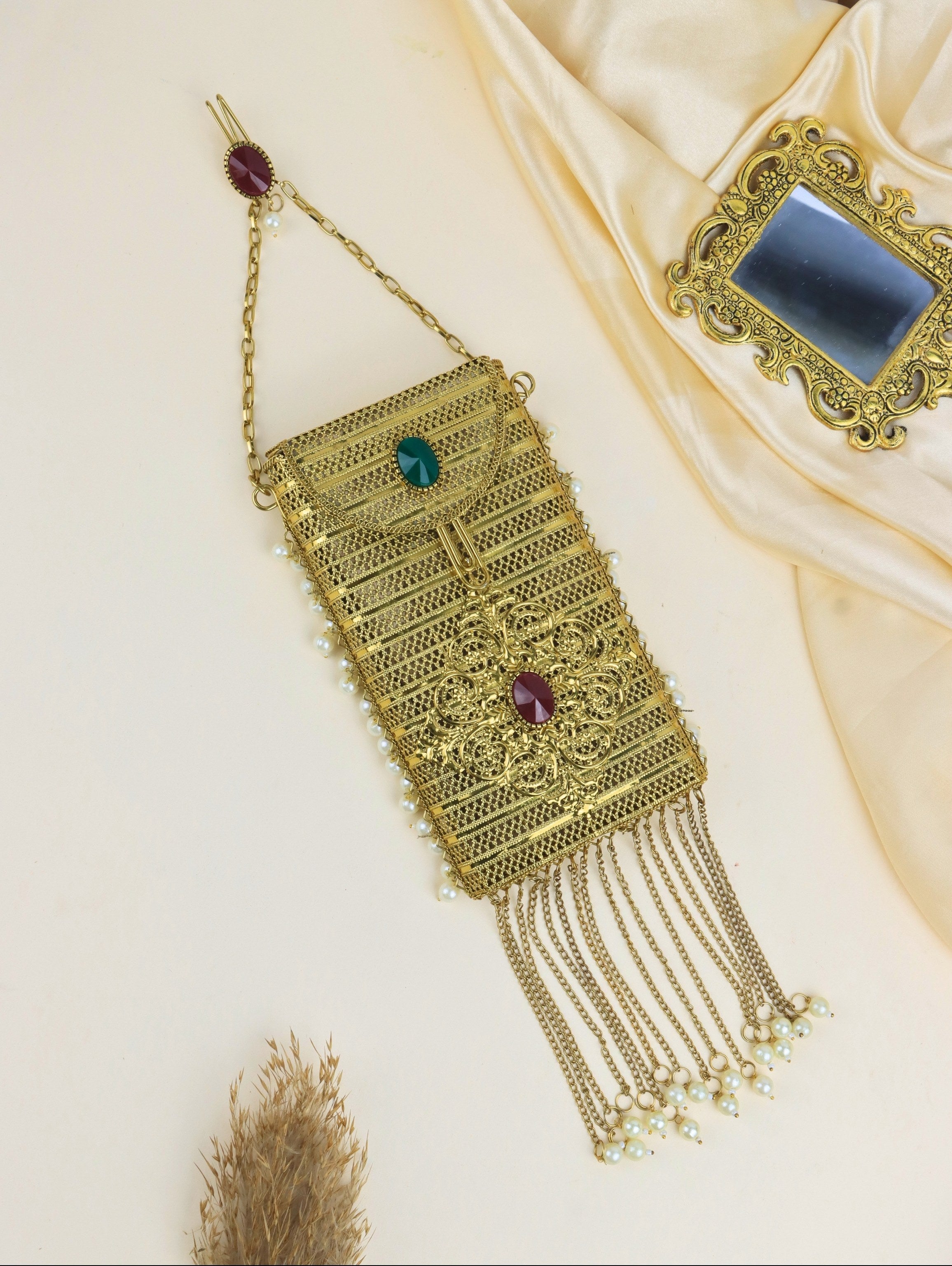 Handmade Designer Mobile Purse shoulder strap and handle for Wedding Ethnic wear Evening Party and Prom