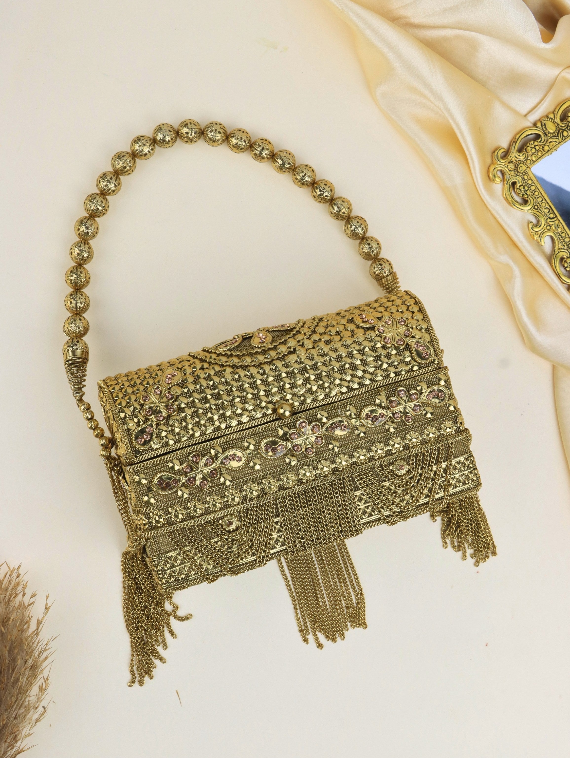 Metal Handbag Golden Look