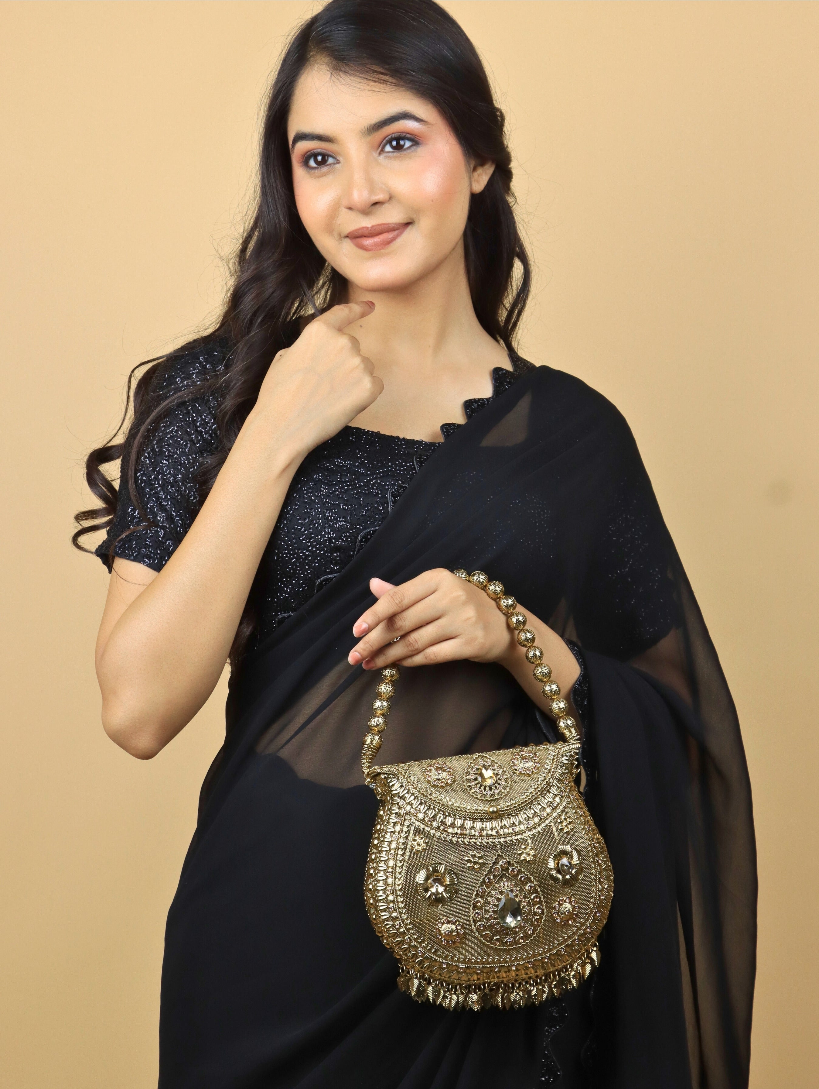 Anitque Golden Metal  beautifully Handbag