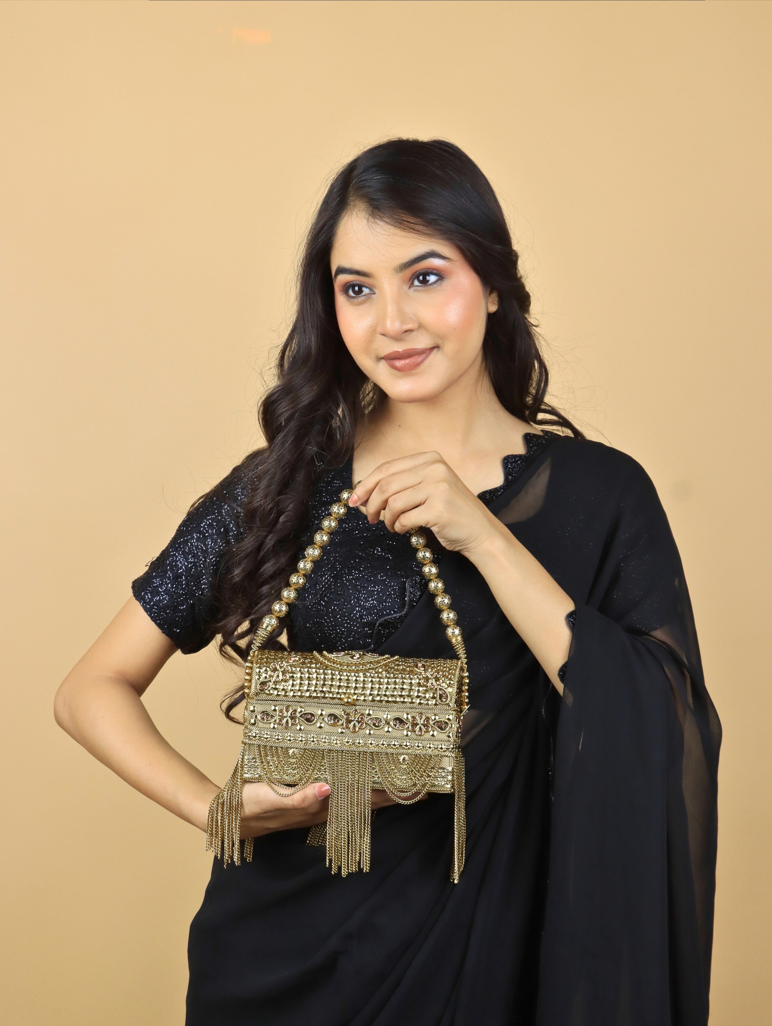 Metal Handbag Golden Look
