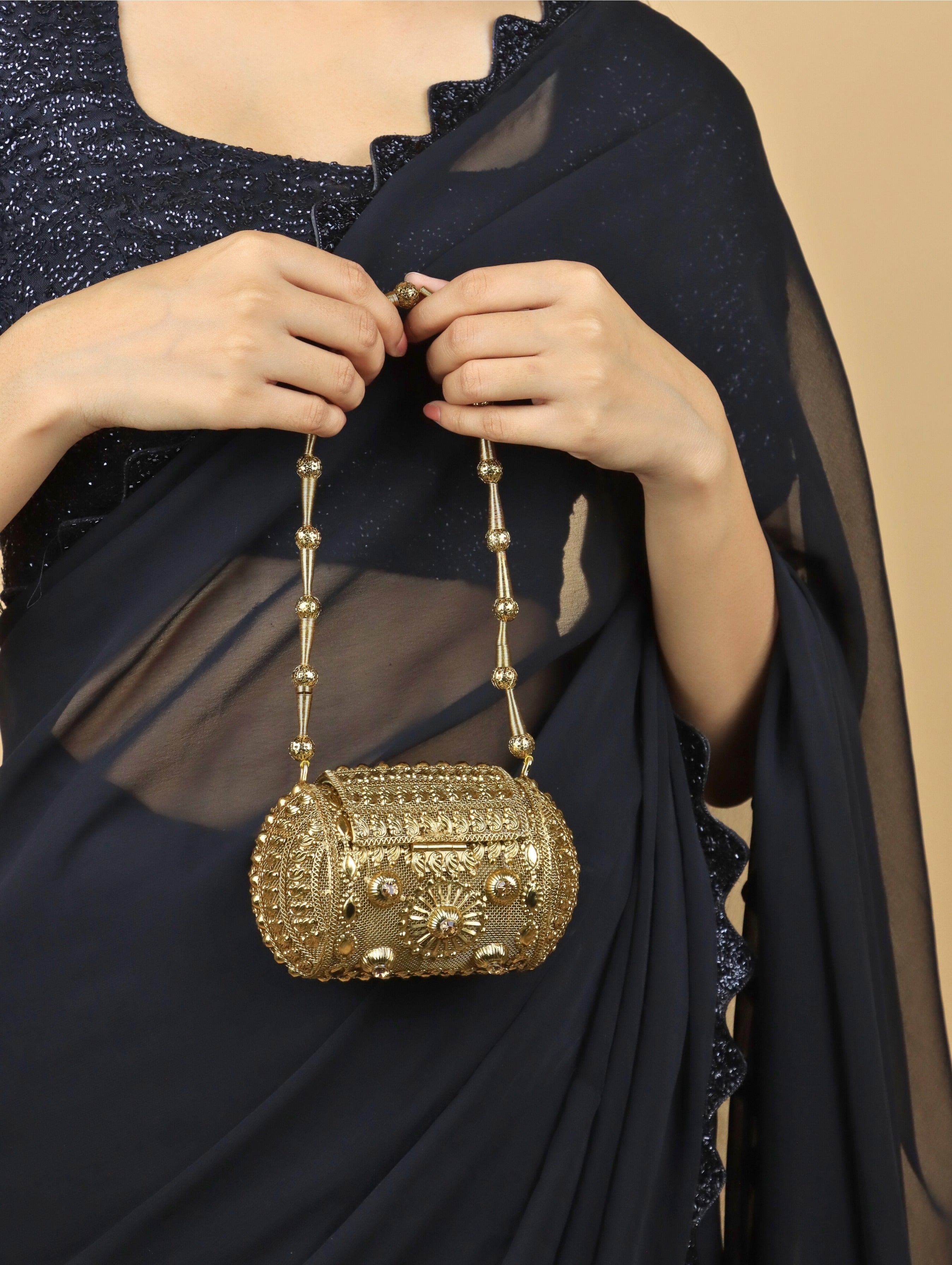 MINI Anitque Golden Metal  beautifully Handbag