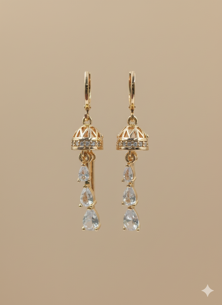 Diamond long chandelier earrings