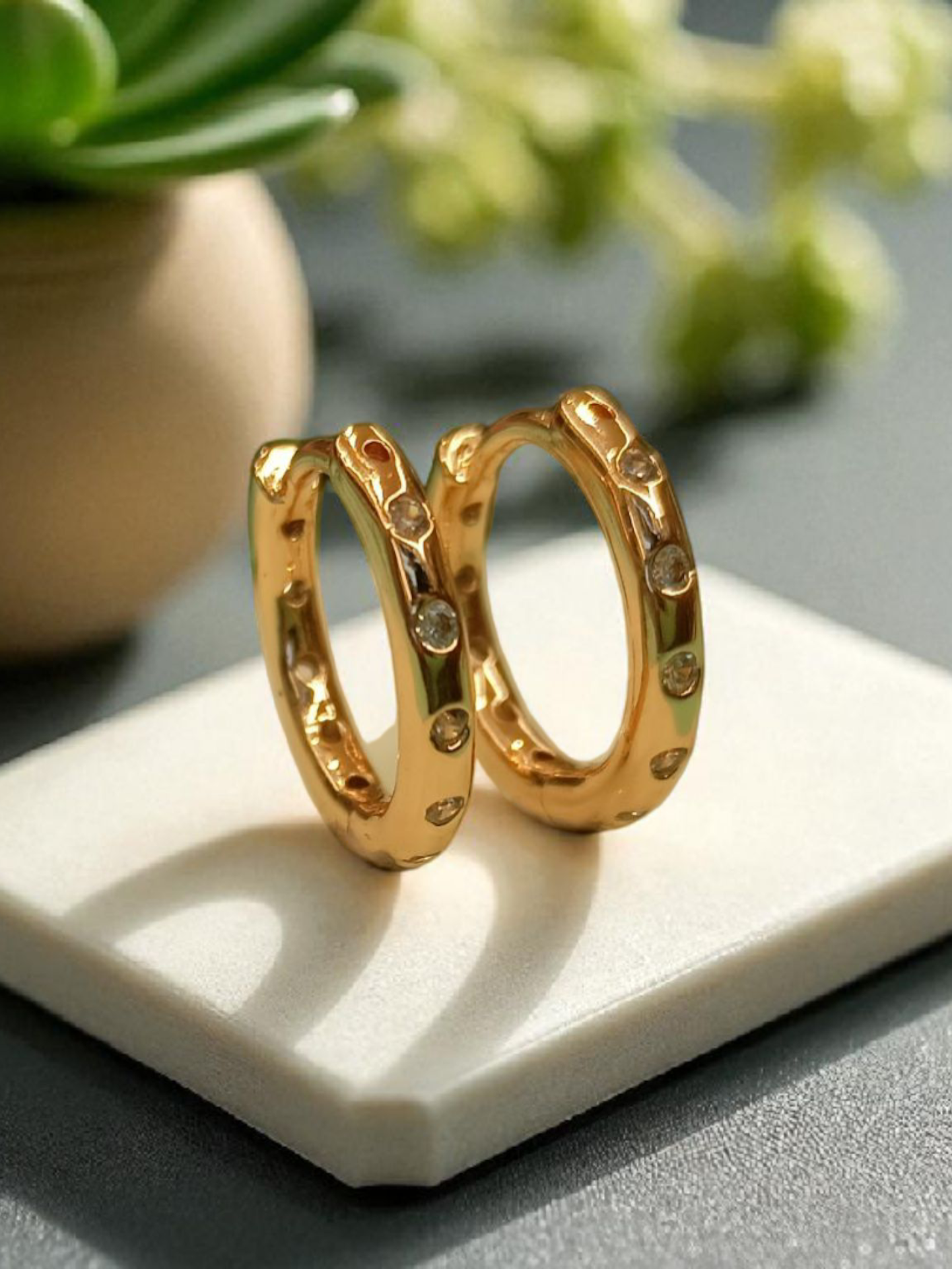 SAAZ Blush Bloom Diamond Hoop Earrings