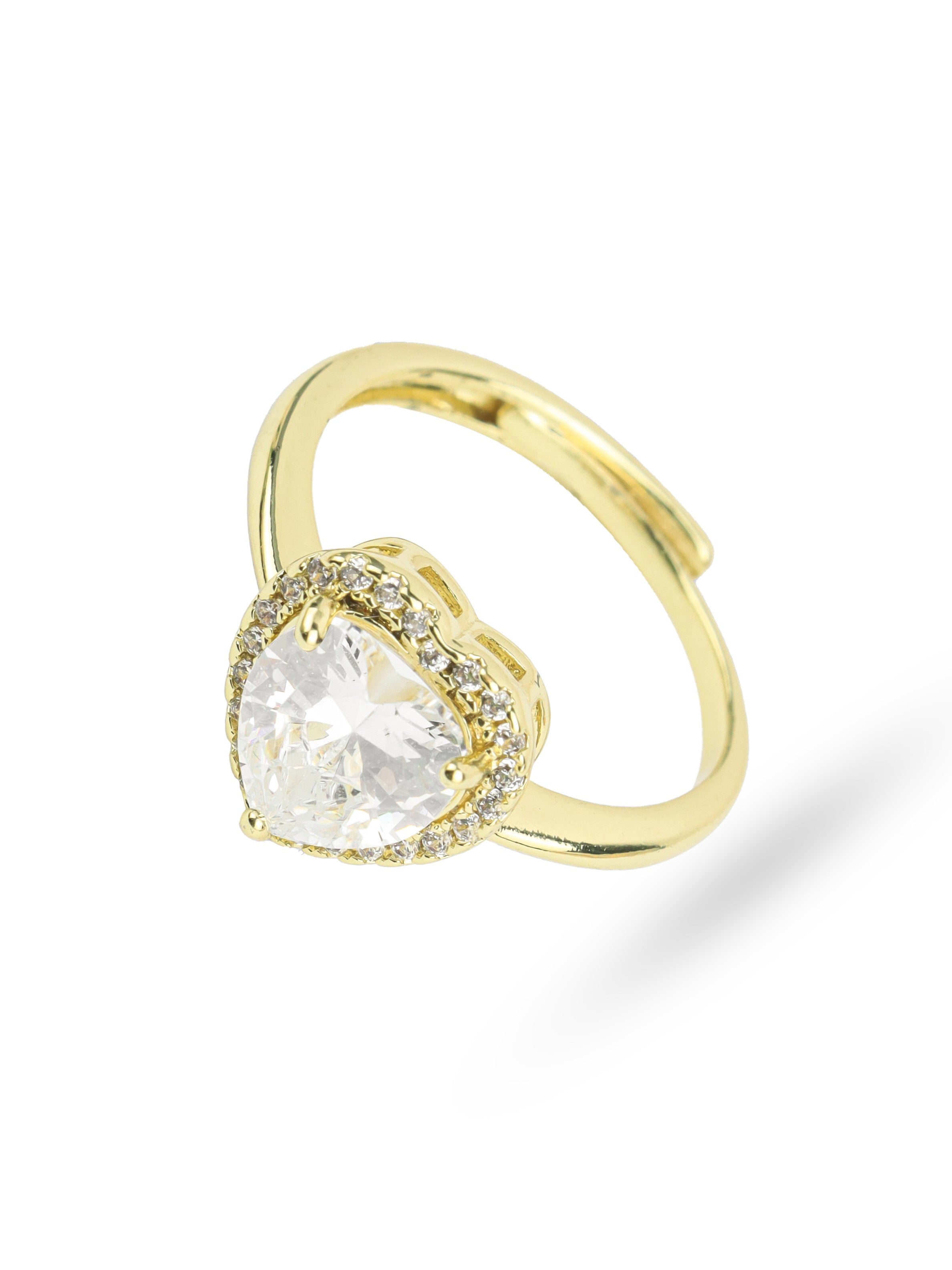 SAAZ  GOLD-PLATED HEART CUT CUBIC ZIRCON STONE