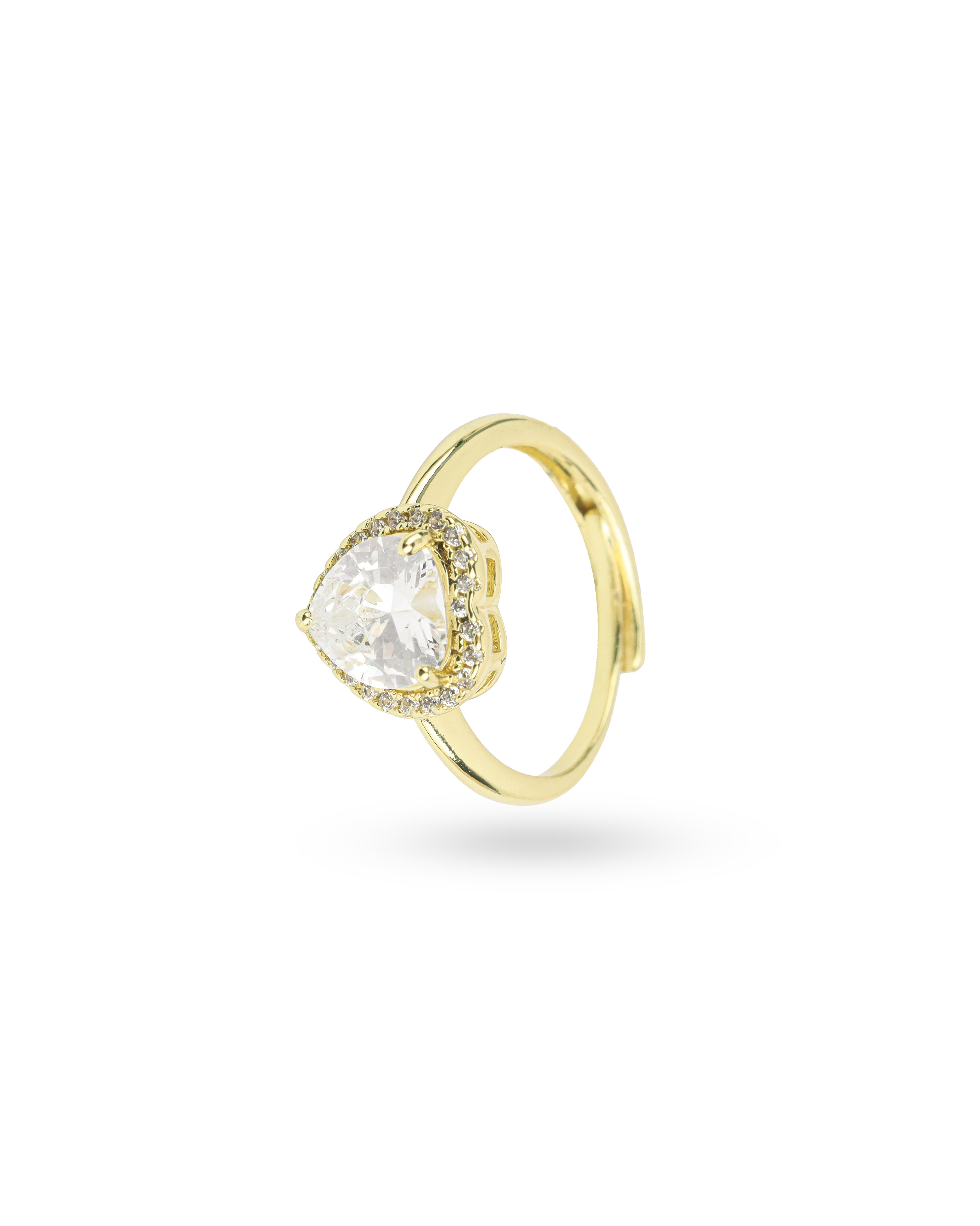 SAAZ  GOLD-PLATED HEART CUT CUBIC ZIRCON STONE