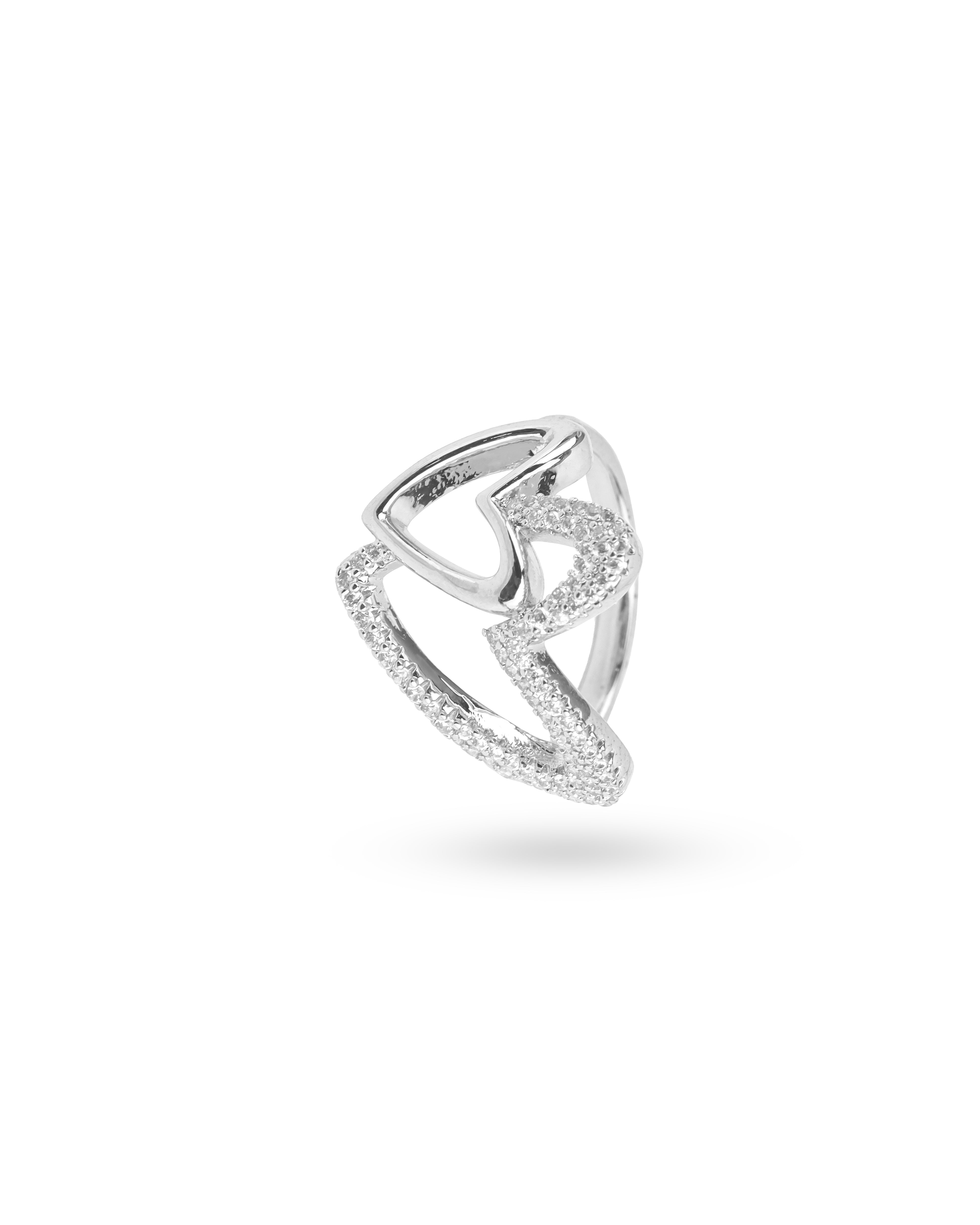ELEGANT & SPARKLING CZ  HEART DESGIN FINGER RING
