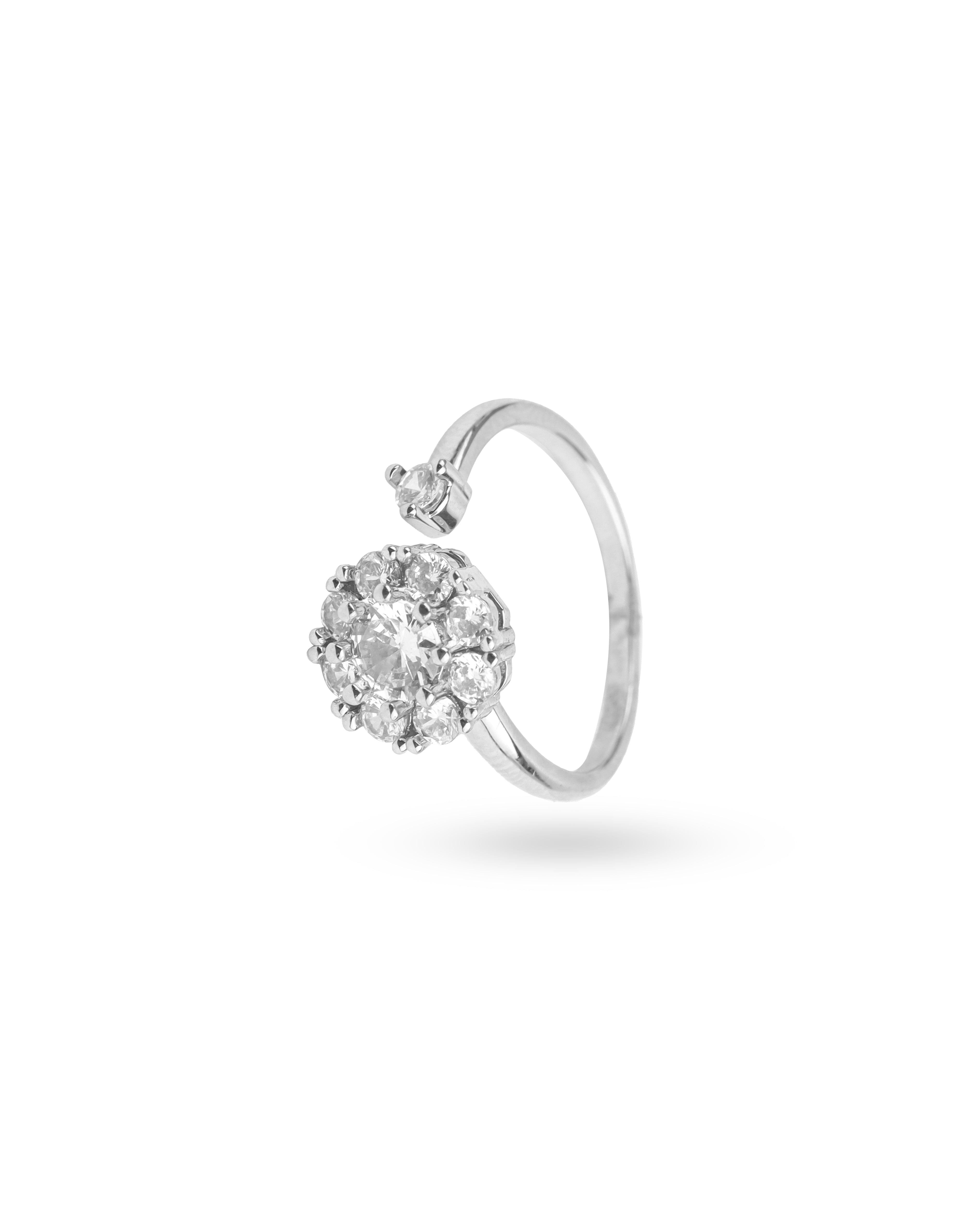 CRYSTAL SHINE SPINNING RODIUM PLATED RING