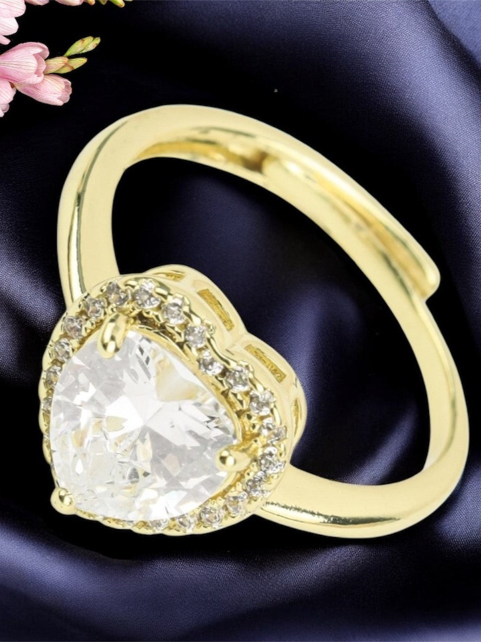 SAAZ  GOLD-PLATED HEART CUT CUBIC ZIRCON STONE